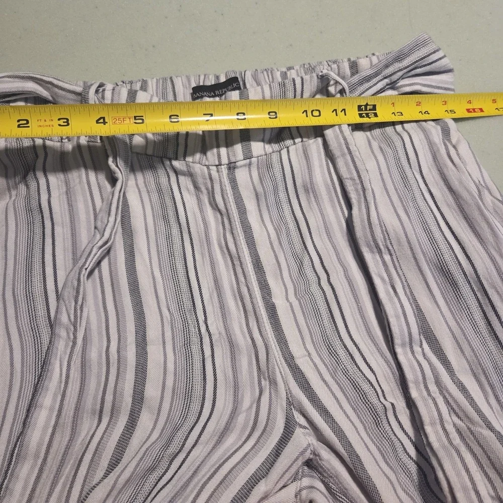 Banana Republic Striped Wide Leg Pants Women's 6 Linen Blend Tie Waist boho-chic